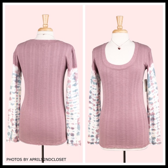 FREE PEOPLE BOHO TOP LONG SLEEVES RIB KNIT TEE A2C - Picture 13 of 16